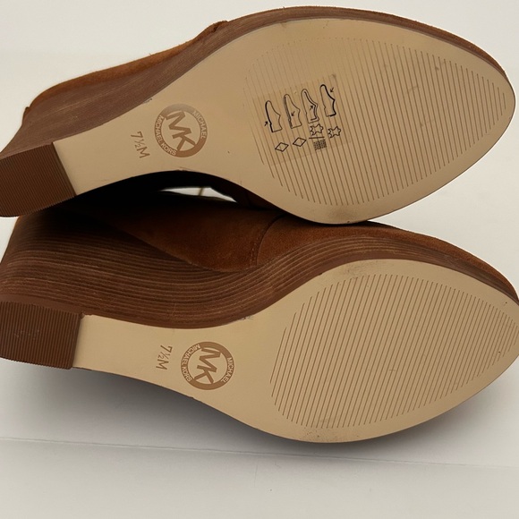 MICHAEL Michael Kors Pierce Leather Suede Rust Brown Lace Up Wedge Booties - 7.5 - Picture 9 of 10